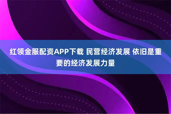 红领金服配资APP下载 民营经济发展 依旧是重要的经济发展力量