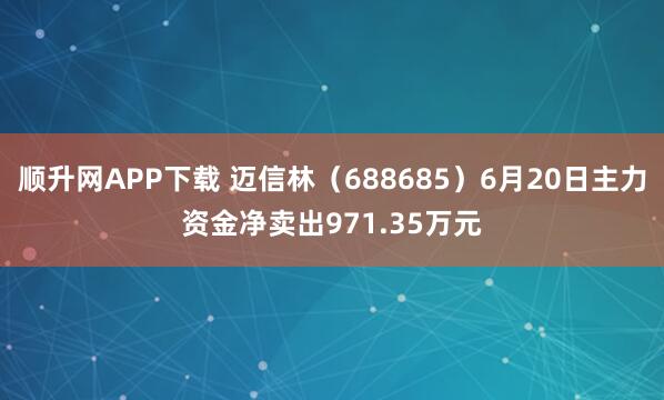顺升网APP下载 迈信林（688685）6月20日主力资金净卖出971.35万元